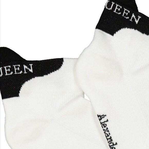 NWT$185 Alexander McQueen Logo Branded Signature Short Crew Snicker Socks Unisex - Picture 1 of 12